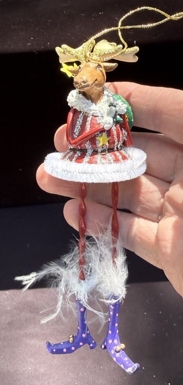Vintage Katherines Collection Dangle Leg Reindeer Christmas Ornament Rare! -K2